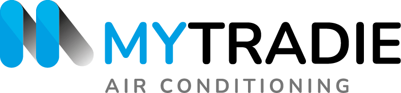Blue and gray MyTradie Air Conditioning logo for Sydney air conditioning services.
