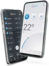 AirTouch smart air conditioning control app interface on smartphones for multi-zone climate control by MyTradie Services Sydney